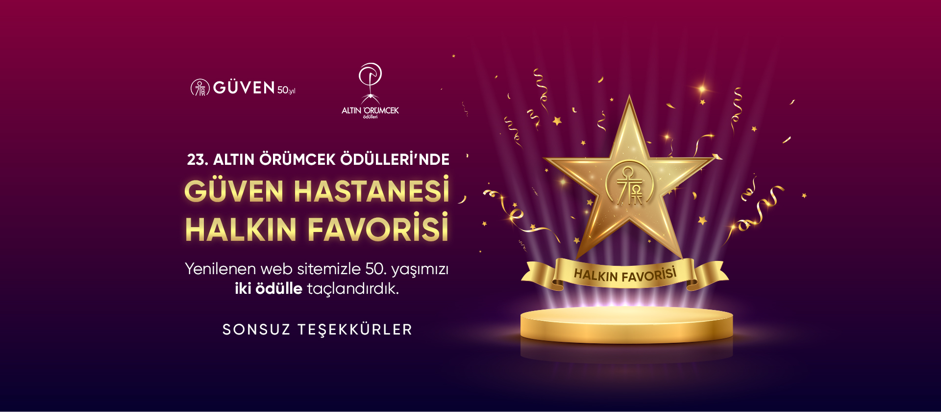 23. Altın Örümcek Ödülleri'nde Güven Hastanesi Halkın Favorisi!